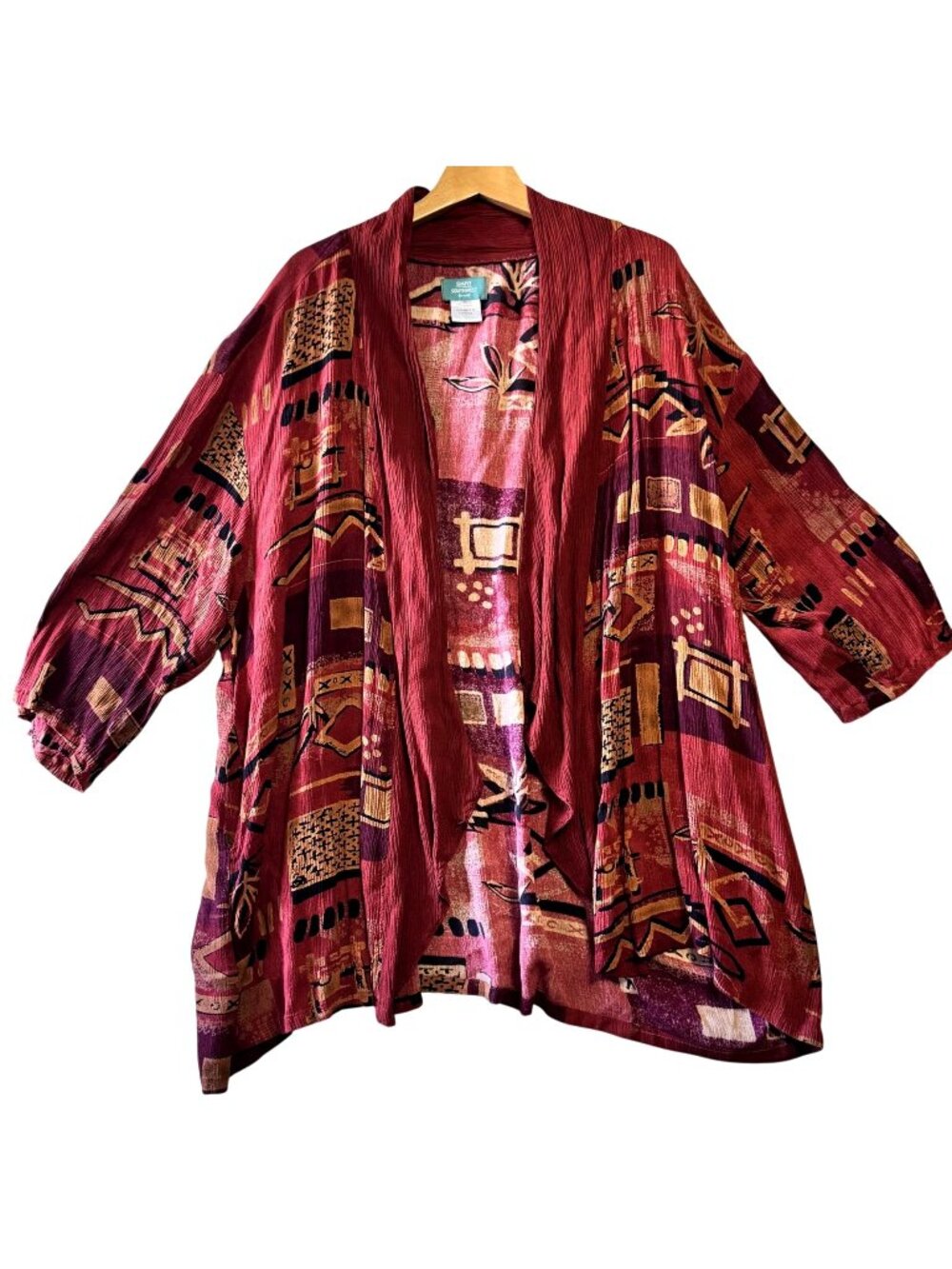 Simply Southwest Womens Kimono Jacket 100% Rayon XL Abstract Print